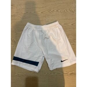 Nike‎ Dri-FIT Mens Athletic Shorts White Navy Stripe Elastic Waist Size S